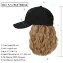 Qlenkay Baseball Hat Wig 24in Long Curly Wavy Extensions Synthetic Hairpiece Adjustable Cap Attached 2B Wave Hair for Women Light Brown