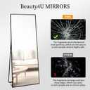 Beauty4U 59" x 16" Full Length Mirror with Stand & Wall Mount, HD Tempered Glass Full Body Mirror for Bedroom, Living Room, Dressing Room, Black Aluminum Frame