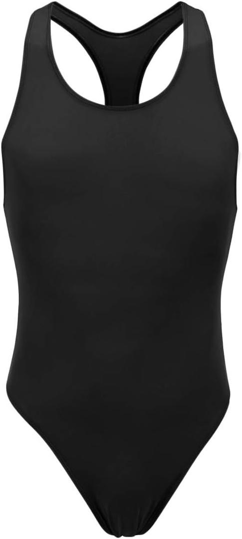 FYMNSI Men's Leotard Underwear Sexy Racer Back One-Piece Bodysuit Stretch Swimsuit Thongs Singlet Workout (Black)
