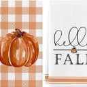Siilues Fall Kitchen Towels Set of 2,18x26 Inch Pumpkin Hand Towels Hello Fall Decorations for Home Seasonal Autumn Thanksgiving Home Kitchen Decor Dishcloth (Multi Colored)