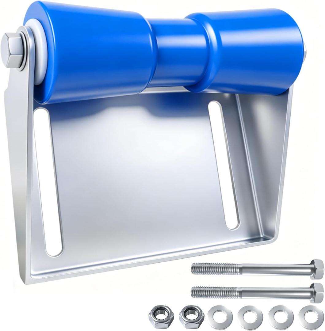 10" Boat Trailer Rollers with Galvanized Steel Brackets PU Keel Roller Assembly Kit with Mounting Hardware for Easy Boat Launch & Retrieval