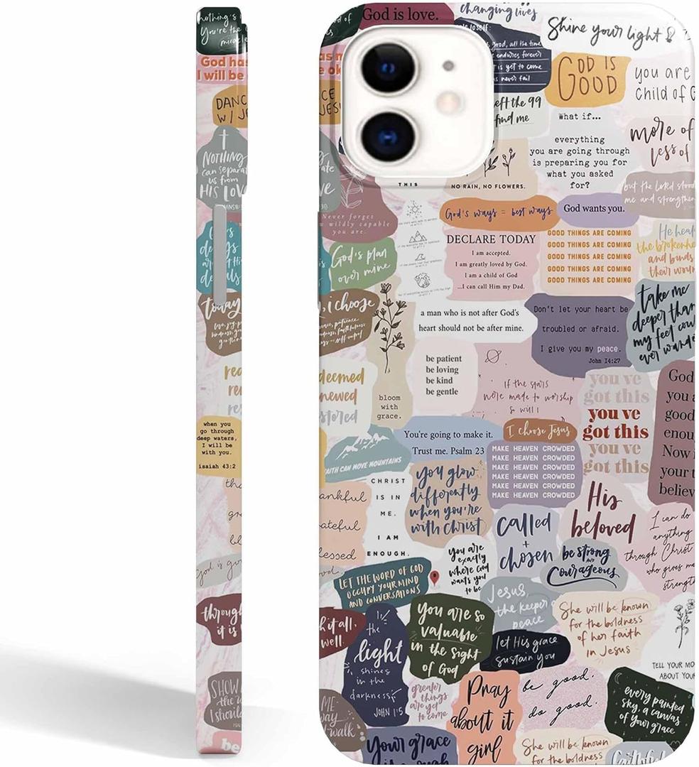 Bible Verse Collage Case for iPhone 12/12 Pro,Christian Jesus Quotes Pattern,Full Cover Smooth Tough PC Case for iPhone 12/12 Pro