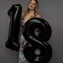 2 Balloon - Black Birthday Number Balloons, 40 Inch Large Foil Balloons for Men Women Boys Girs Black Themed Birthday Decorations