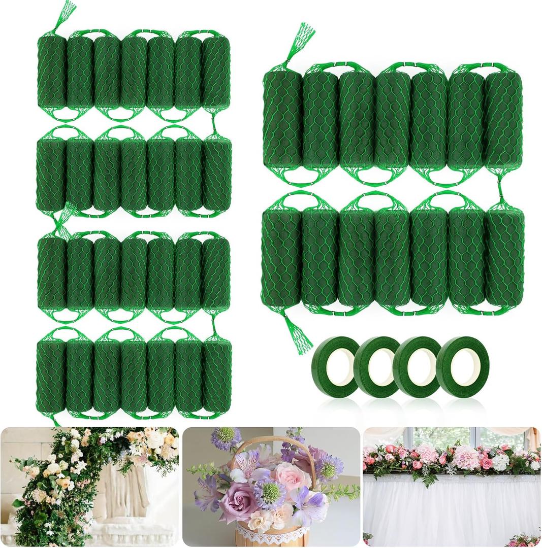 42 Pcs Floral Foam Garland 27.6ft Flower Sponge Blocks Kit, Absorption Flower Holder Arch Door Tabletop Flower Arrangement Material Floral Craft Wet Foam Blocks for Home Wedding Holiday Decoration