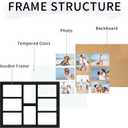 YESKAY 4x6 Collage Picture Frame - 8 Opening 4 x 6 Photo Frames Display,Multiple Family Photo Collage Frames with Real Glass for Wall Decor,Rustic Black 1 Pack(OD:13X17in)