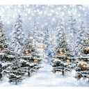 Winter Forest Photography Backdrop 8x6FT Christmas Tree Snowy Snowflake Wonderland Scene Background Winter Holiday Party Decorations Supplies Photo Props