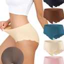 LEVAO Camel Proof Seamless Underwear No Panty Lines No Show Womens Active Underwear Breathable for Leggings Workout Yoga (Large, Black + Pink + Blue + Nude + Deep Brown)