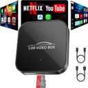 Wireless Carplay & Android Auto Adapter Built in Netflix YouTube, 3-in-1 Car Play Ai Box Convert Wired to Wireless CarPlay,Upgraded Dual-Band WiFi, TF Card, Video Box for iPhone/Android, Plug & Play