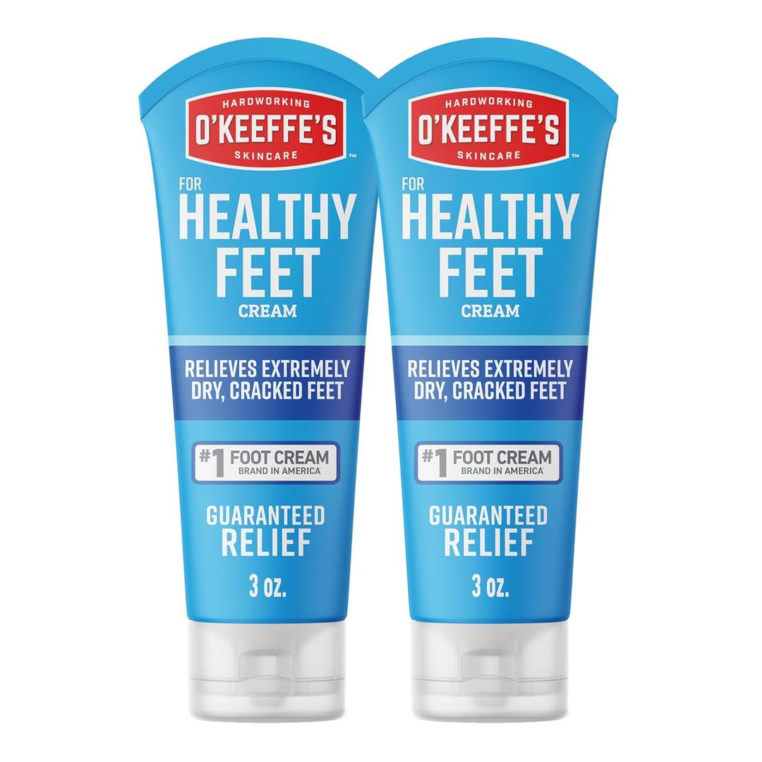 O'Keeffe's for Healthy Feet Foot Cream - 3 oz Tube (2 Pack)  Relief for Extremely Cracked, Dry Feet, Repairing Skincare, Instantly Boosts and Retains Moisture Levels