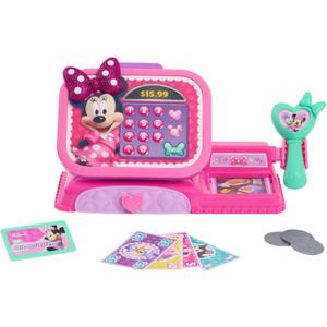 Disney Junior Minnie Mouse Bowtique Cash Register with Sounds, Dress Up and Pretend Play, Kids Toys for Ages 3 Up, by Just Play (Pack of 1, Multi-color)