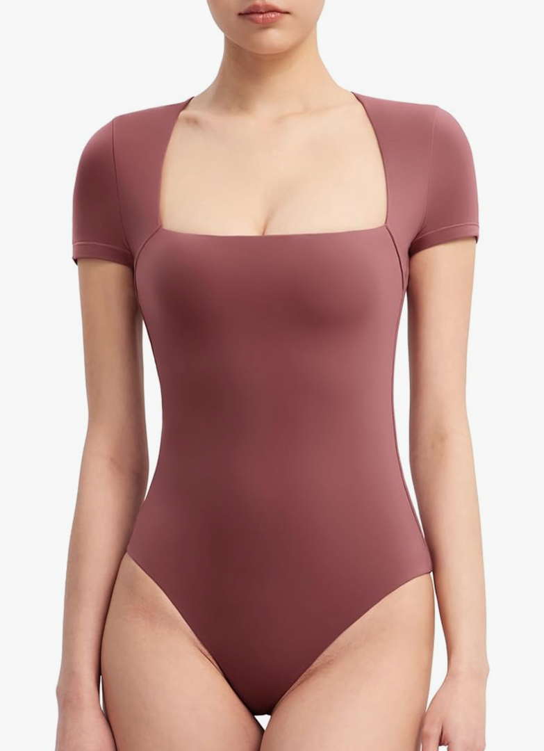 PUMIEY Women's Square Neck Short Sleeve Bodysuit T Shirts Tops For Women Trendy Smoke Cloud Pro Collection, XS