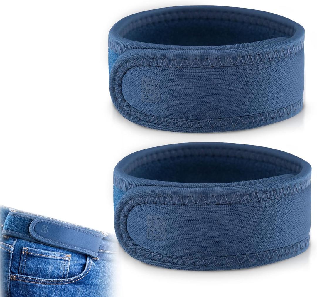 BeltBro Pro for Men and Women Elastic No Buckle Invisible Belt Patented Metal Free TSA Soft Adjustable Side Tactical Belt (Blue)
