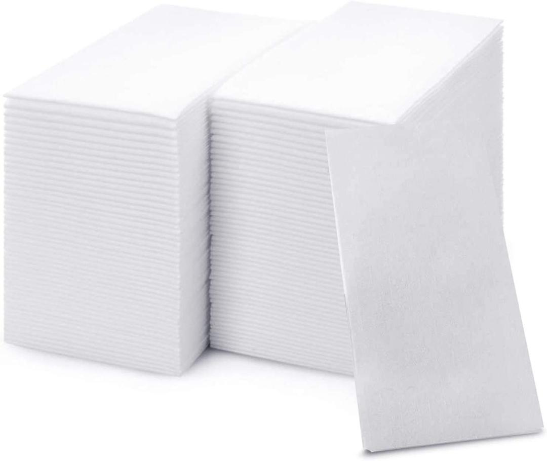 50 Paper Towels Cloth-Like Hand Tissue Paper Napkins, Disposable Hand Towels for Bathroom Guests, Disposable Face Towel for Guest, Washcloths or Dinner Napkin, Made in USA, White (50 Count (Pack of 1), White - Premium Soft)