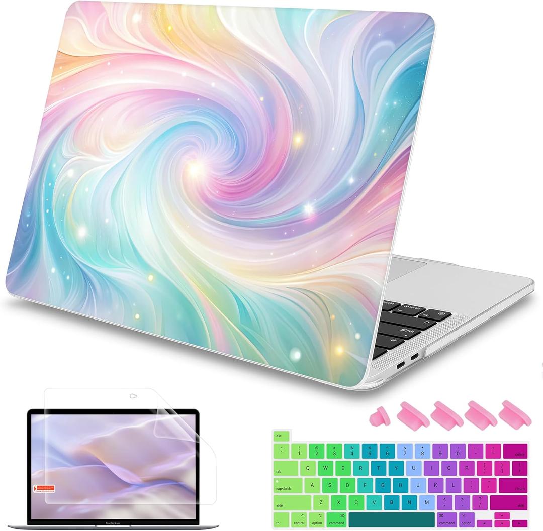 Mektron Case for MacBook Pro 16 Inch A2141 Cover 2019 Release 16" with Liquid Retina Display/Touch ID, Plastic Hard Shell with Keyboard Skin & Screen Protector & Dust Plug, Colors Swirls