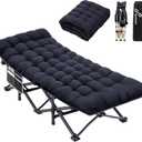 Sportneer Camping Cot: 1200D Double Layer Oxford Camping Cots for Adults - Heavy-Duty Foldable Cots for Camping Travel Tent Day Outdoor & Home Guest, Camping Cots with Mattress Carry Bag & 2 Pockets (Black)