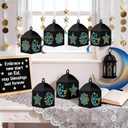 Maitys 16 Sets Eid Mubarak Lantern Craft Kit, Ramadan DIY Islamic Paper Lanterns with Transparent Tissue Paper Strings, Star and Moon Patterns Decor for Mosque Home Eid Party Decoration