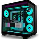 PC CASE ATX 9 PWM ARGB Fans Pre-Installed, Mid-Tower Gaming PC Case, Panoramic Tempered Glass Computer Case with Type-C,360mm Radiator SupportBlack