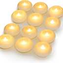 Homemory 3 Inch Flameless Floating Candles, White Real Wax, 100+ Hour, Battery Flickering Waterproof Tealights-Wedding Centerpiece, Engagement, Dinner Parties, Beach Parties, Home Decor, Set of 12