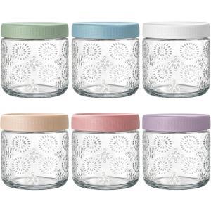 6 pack 16 oz Overnight Oats Containers with Lids, Glass Food Storage Container, Airtight Salad Jars, Mason Jars for Overnight Oats, Yogurt, Oatmeal, Salad, Coffee, Spices
