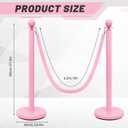 Ferraycle 4 Pcs Stainless Steel Stanchions Post Queue 38 Inch, 5 ft Velvet Rope Carpet Ropes and Pole, Control Barriers for Wedding Birthday Party Decoration Sand Injection Hollow Base Set (Pink)