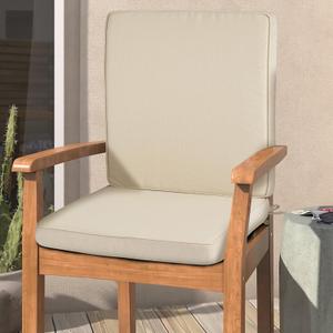 Magpie Fabrics Outdoor/Indoor High Back Square Corner Chair Cushion with Handle & Ties, Waterproof for Home Garden Balcony Patio Beach Swimming Pool, 45"x20"x3", Beige
