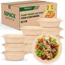 100 Piece (50 Pack) Meal Prep Bowl Containers with Lids, Cornstarch Round Food Containers for Lunch Salad Deli Soup, BPA Free Plant-based Take Out Containers Microwave & Freezer Safe, 16 oz