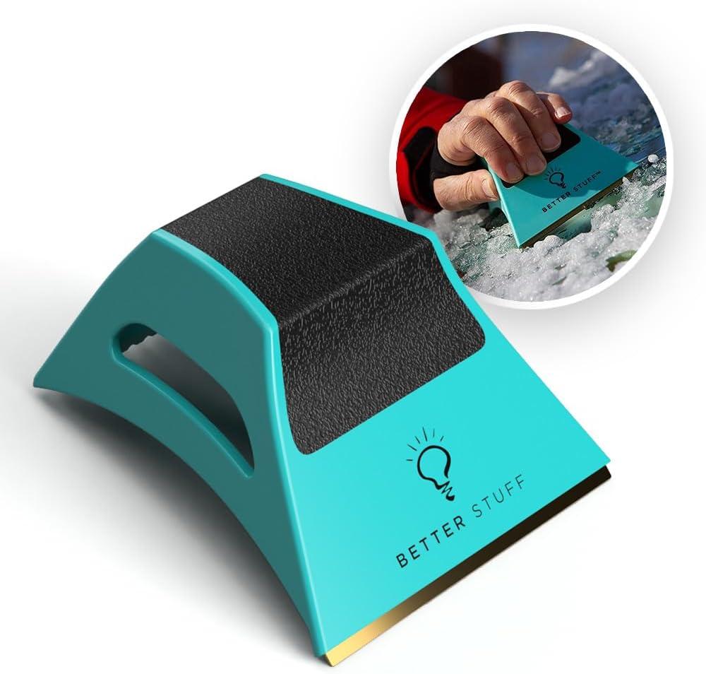 The Better Ice Scraper for Car Windshield | Fast, Efficient, Ergonomic | Magically Remove Ice and Frost from Auto Window | Patented Shape Shifting Technology | Durable Brass Edge | Compact | Pack of 1 (teal)