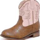 Motasha Toddler Girls Cowgirl Boots Pink Cowboy Boot for Big Kids Western Ankle Boys Cowgirl Boot Size 1 Horse Riding Shoes Birthday Party Wedding (M7110 Brown Pink 1)