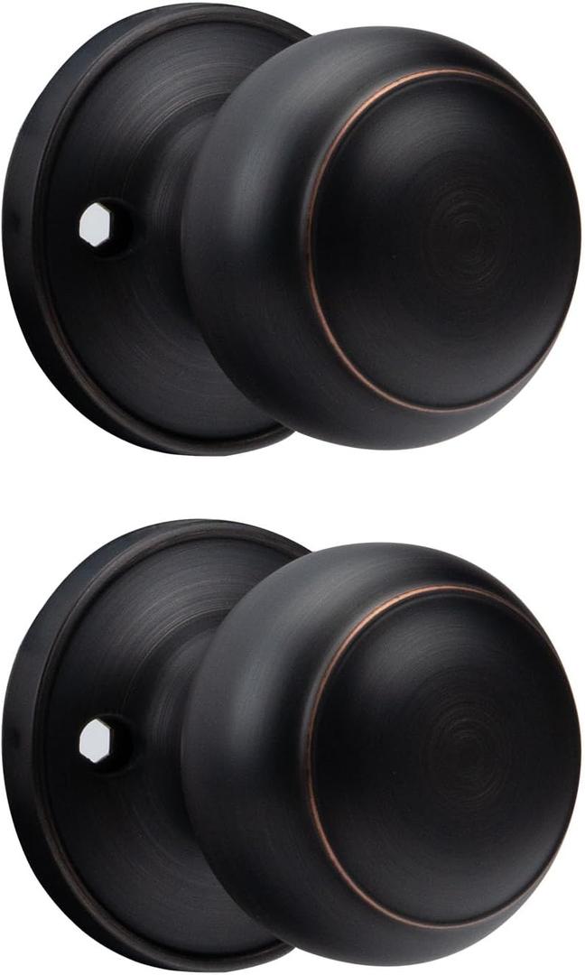 Haidms 1 Pack Oil Rubbed Bronze Door Knob Dummy, Half Bronze No-Turning Dummy Closet Doors Single-Sided Door Locks (2 Pieces/1 Pair)