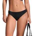 CRZ YOGA Low Waisted Bikini Bottom for Women - Cheeky Basic Bathing Swimsuit Swim Briefs (Black, M)