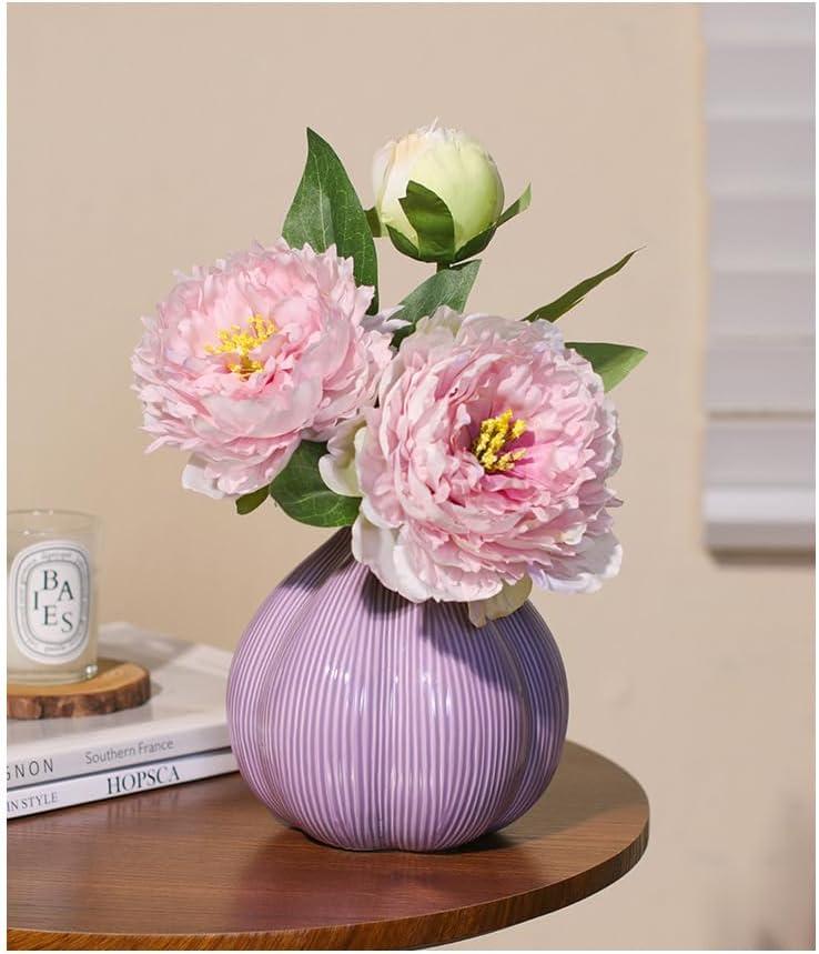 Mini Purple Onion Shaped Ceramic Vase - Small Flower Vase for Home Decor, Modern Desktop Decoration, Perfect for Fresh/Dried Flowers, Mini Vases for Flowers