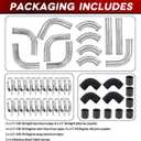 12Pcs - 2.5" Universal Aluminum Turbo Intercooler Piping U-Pipe Kit w/Silicone Coupler and Stainless Steel T-Clamps DIY Custom Pipe Polished