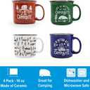 Camco Life is Better at The Campsite Ceramic Coffee Mug 4-Pack - Microwave and Dishwasher Safe - Features Camping & RVing Designs - Coffee Cups Holds 14oz. (53357), One Size