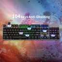 Newmen GM325Pro Mechanical Keyboard,104 Keys Rainbow LED Backlit Wired Gaming Keyboards,Hot-Swap Metal Panel ABS Black Keycaps Gaming Mechanical Keyboard for Windows Laptop PC Linear Red Switches