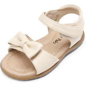DREAM PAIRS Girls Sandals Fashion Bow Summer Shoes for Toddler/Little Kid (White-pu) Size 6 Toddler