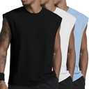 Mens Gym Tank Tops Sleeveless Shirts Cut Off Quick Dry Muscle Shirt Running Beach Loose Fit Tee (S)
