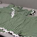 Tankaneo Womens 2 Piece Lounge Set Striped Outfits Short Sleeve Button Down Shirts and Shorts Summer Matching Sets (Small, Dark Green)