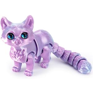 3D Printed Cat, Articulated Black Cat Toys for Adult, 3D Print Animals Fidget Toys Decor for Stress Relief, 3D Printing Cute Cat Desktop Pet (Light Purple)