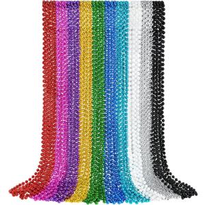 YAXINRUI 30 PCS Mardi Gras Beads, Party Beads Necklaces for Mardi Gras, Christmas, St. Patrick's Day, Beads Party Favors, Metallic Colorful Mardi Gras Beads Throw Beads Accessories in 10 Colors