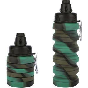 Collapsible Water Bottle for Adults, Boys, Students, Kids, Reusable Silicone Foldable Water Bottles for Travel Camping Hiking, Portable Sports Water Bottle, Camouflage