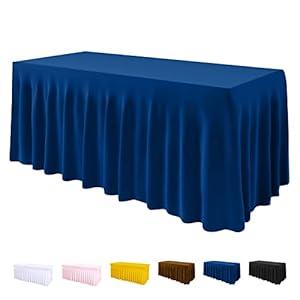 ManMengJi Table Cover and Table Skirt One-Piece for Folding Tables, 6FT Spandex Fitted Tablecloth with Ruffles Skirt for Weddings, Banquets, Parties, Vendors (Royal Blue 1Pack)