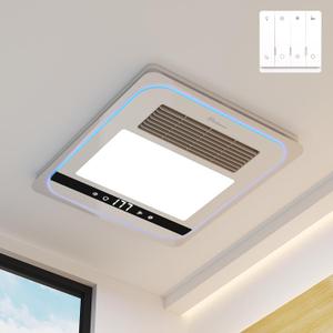 Hawkrown 4 in 1 Bathroom Exhaust Fan with Light, 1760W Bathroom Heater Fan Light Combo, 190 CFM 1.0 Sone Exhaust with Heater, Ventilation for Home, Bath, Hotel