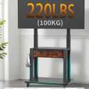 Rolling TV Stand with Fabric Drawer for 32-75 Inch Flat/Curved Screen Adjustable Height LCD/LED/OLED with Storage Mobile TV Cart on Wheels up to 220lbs for Home Office Outdoor Max VESA 600x400mm Black