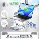 Meifigno Laptop Stand with Wireless Charging Station Base, Foldable Aluminum MacBook Holder with MagSafe Charger for iPhone/iWatch/AirPods, 30W USB-C Wired Charging for Laptop/iPad, with 65W Adapter