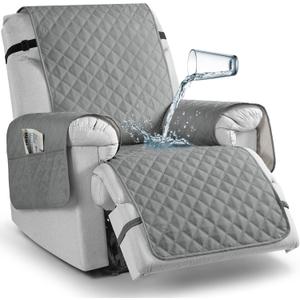 TAOCOCO Non-Slip Recliner Chair Cover Sofa Slipcover, Pet Cover with Elastic Straps, Washable Reclining Furniture Protector (23'' Small, Light Gray) (1 Seater 23'')