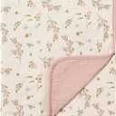 CREVENT 40''X40'' 100% Organic Cotton Muslin Baby Blanket for Newborns, Essential for Baby Shower Birthday Gift - Flower 100X100cm