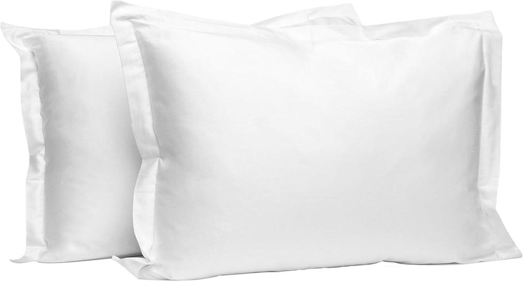 Pizuna Pure 100% Cotton Pillow Shams King Size Set of 2 White, Luxurious 400 Thread Count Long Staple Cotton Sateen with Envelope Closure (Combed White Cotton Pillow Shams King)