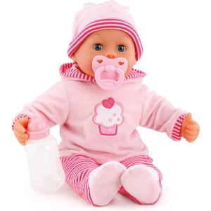First Words Baby: Pink Cupcake 24 Sounds 15" Doll - Pacifier & Bottle, Sleeping Eyes, Press Tummy for Sounds, Ages 3+