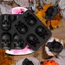 2 Set Halloween Skull Mold Kits 8 Cavity Silicone 3D Skull Baking Pans Cake Mold & 24 Wooden Skewers Bakeware for Halloween Ice Cupcake Chocolate Candy Apple Pizza Jelly Candy Pudding