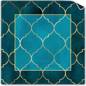 Blue and Gold Mahjong Mat Gifts 31.5 x 31.5 In, Art Deco Decor Mahjong Mat for Table, Non-Slip Noise Reduction Game Table Cover Tablecloth for Card Poker Dominoes Dice and Board Games